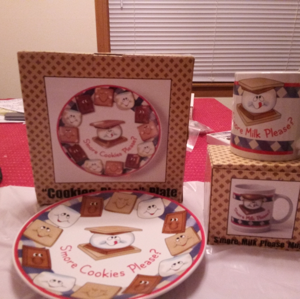 S'mores Cookies Please Plate and S'mores Milk Cup